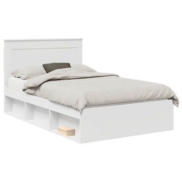 vidaXL Cadre de lit avec tête de lit Blanc 120 x 190 cm Bois de pin massif