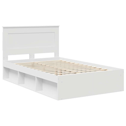 vidaXL Cadre de lit avec tête de lit Blanc 120 x 190 cm Bois de pin massif