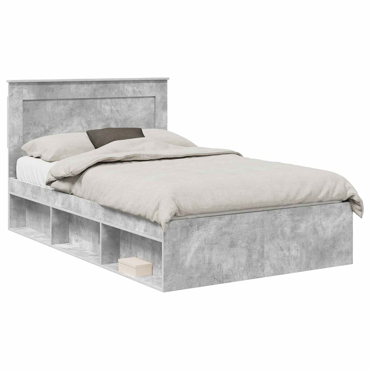 vidaXL Cadre de lit avec tête de lit Béton 120 x 190 cm Bois de pin massif