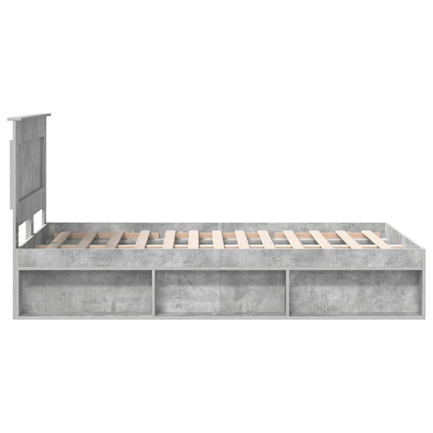 vidaXL Cadre de lit avec tête de lit Béton 120 x 190 cm Bois de pin massif