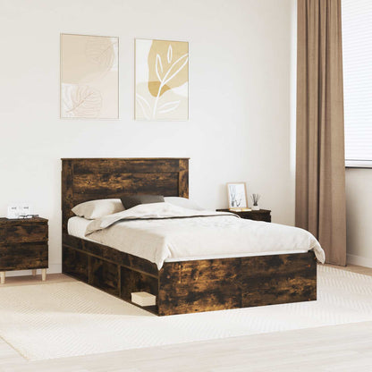 vidaXL Cadre de lit Chêne fumé 120 x 190 cm Bois de pin massif