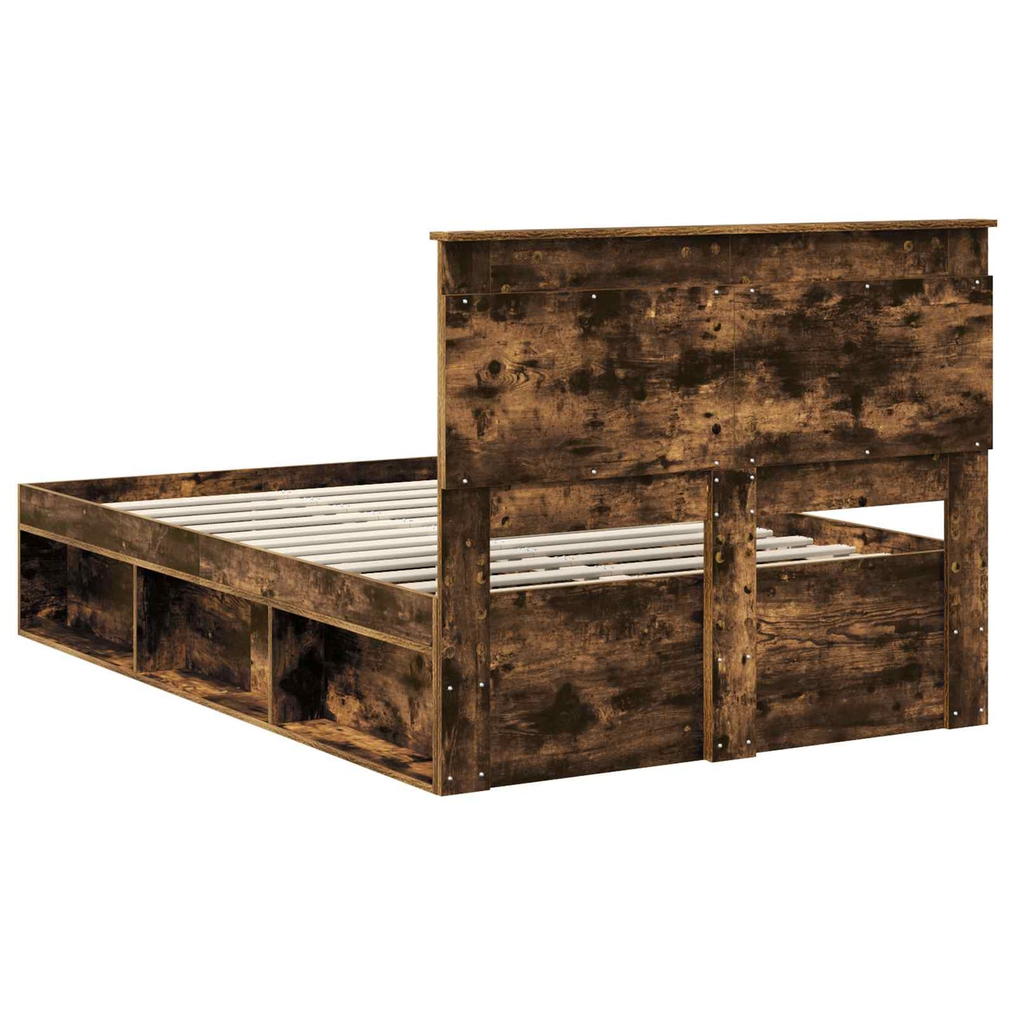 vidaXL Cadre de lit Chêne fumé 120 x 190 cm Bois de pin massif