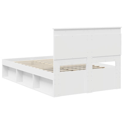 vidaXL Cadre de lit avec tête de lit Blanc 120 x 200 cm Bois de pin massif