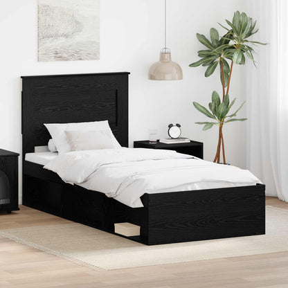 vidaXL Cadre de lit noir 100 x 200 cm en bois de pin massif