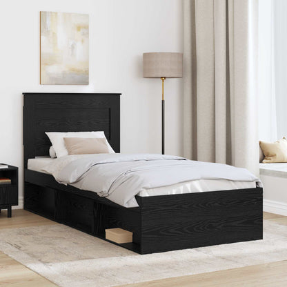 vidaXL Cadre de lit noir 100 x 200 cm en bois de pin massif