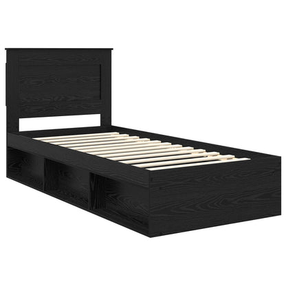vidaXL Cadre de lit noir 100 x 200 cm en bois de pin massif