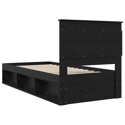 vidaXL Cadre de lit noir 100 x 200 cm en bois de pin massif