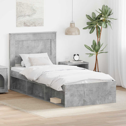 vidaXL Cadre de lit Gris béton 100 x 200 cm Bois de pin massif