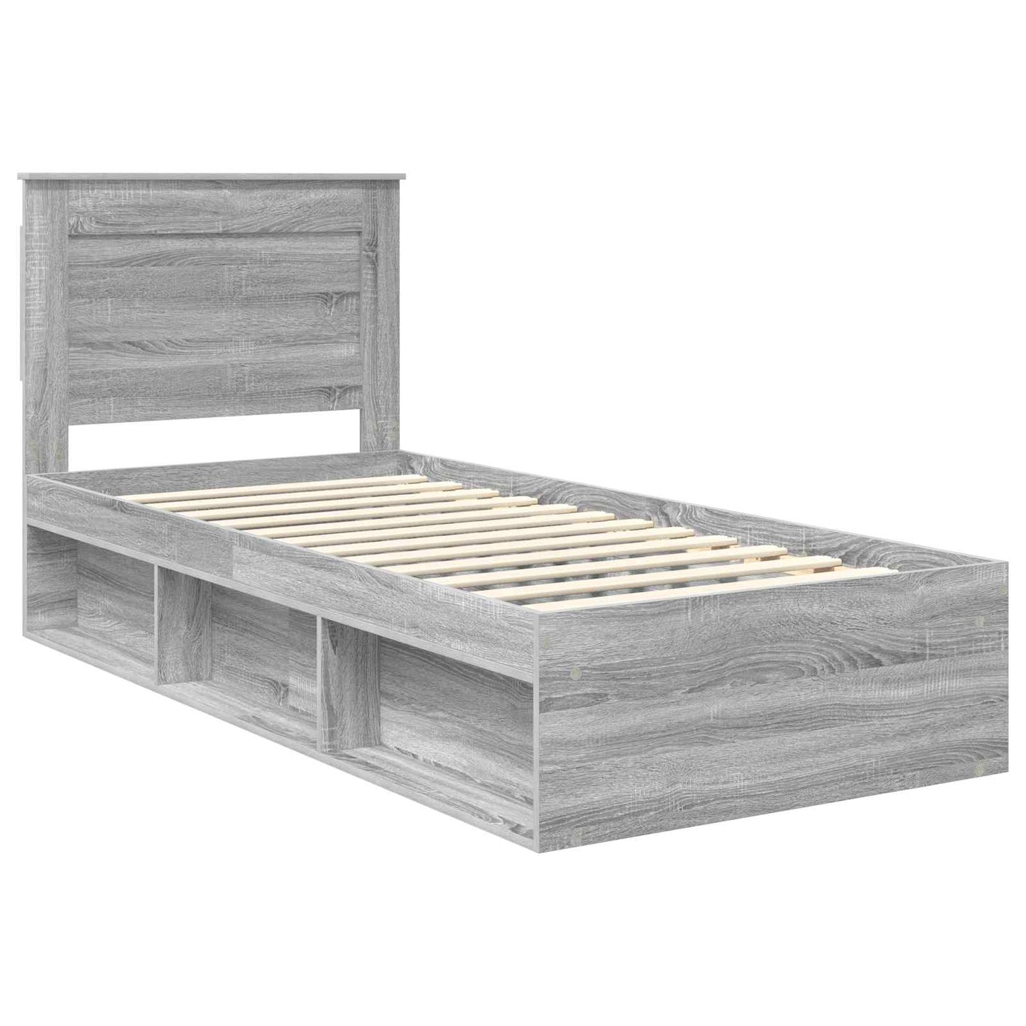 vidaXL Cadre de lit Gris sonoma 100 x 200 cm Bois de pin massif