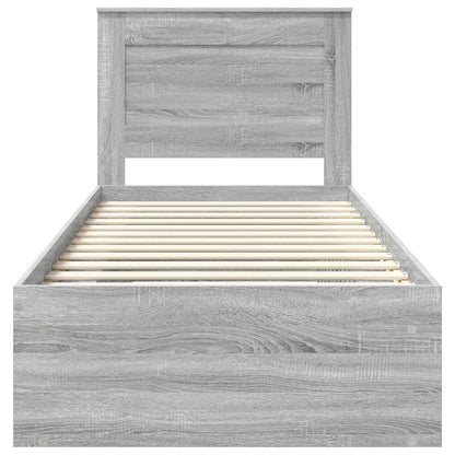 vidaXL Cadre de lit Gris sonoma 100 x 200 cm Bois de pin massif