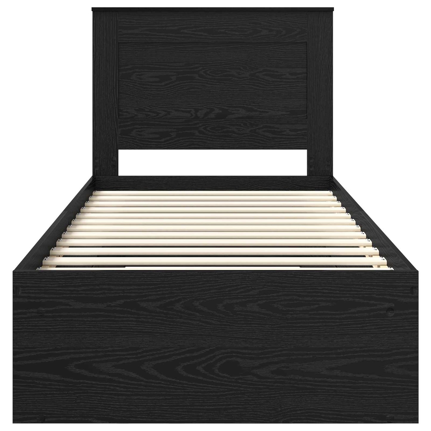 Bettrahmen Schwarz 90 x 190 cm Massives Kiefernholz