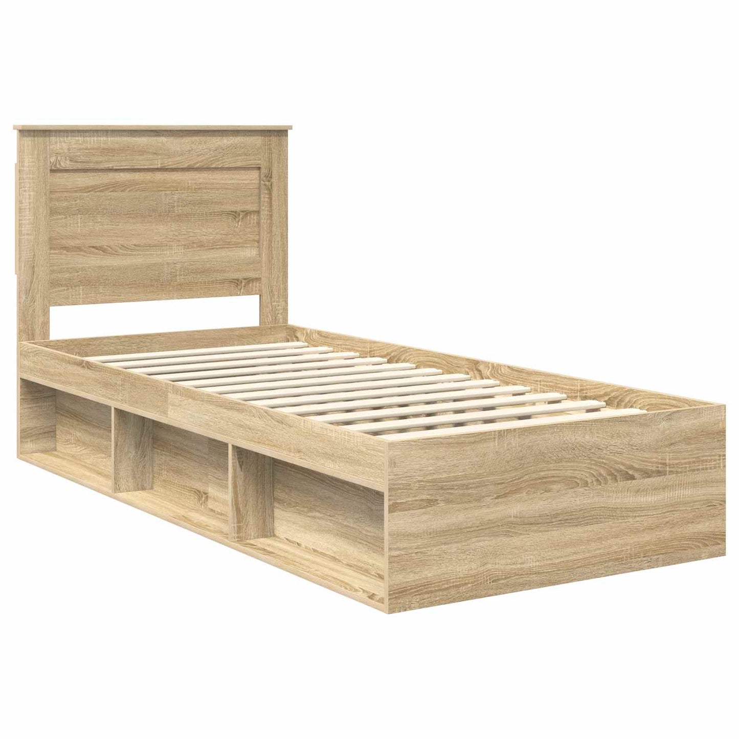 vidaXL Bettrahmen mit Kopfteil Sonoma 90 x 190 cm Massives Kiefernholz