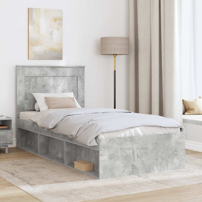 vidaXL Cadre de lit Gris béton 90 x 190 cm Bois de pin massif