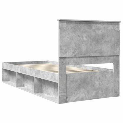 vidaXL Cadre de lit Gris béton 90 x 190 cm Bois de pin massif