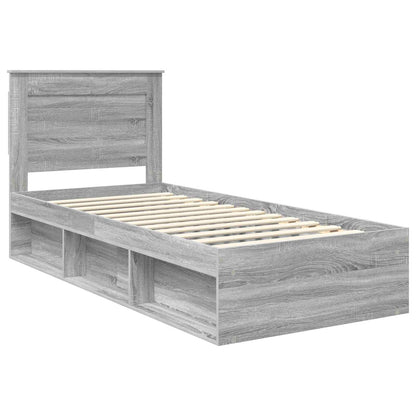 vidaXL Cadre de lit Gris Sonoma 90 x 190 cm Bois de pin massif