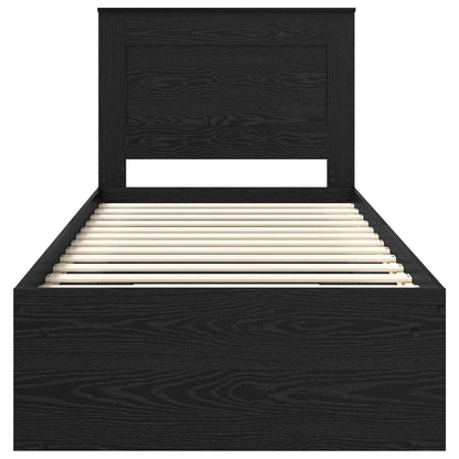 Bettrahmen Schwarz 90 x 200 cm Massives Kiefernholz