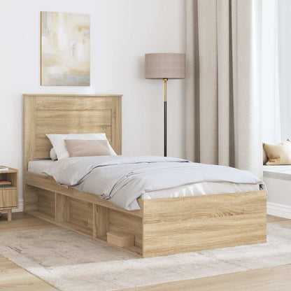 vidaXL Cadre de lit Bois de pin massif Chêne Sonoma 90 x 200 cm