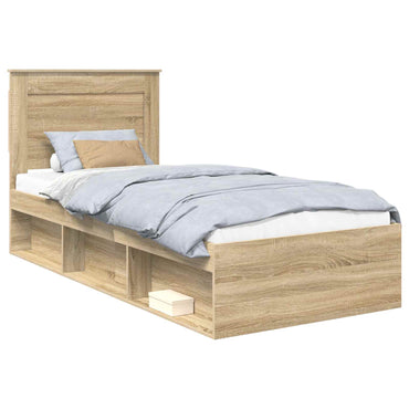 vidaXL Cadre de lit Bois de pin massif Chêne Sonoma 90 x 200 cm