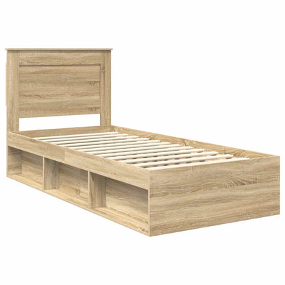 vidaXL Cadre de lit Bois de pin massif Chêne Sonoma 90 x 200 cm