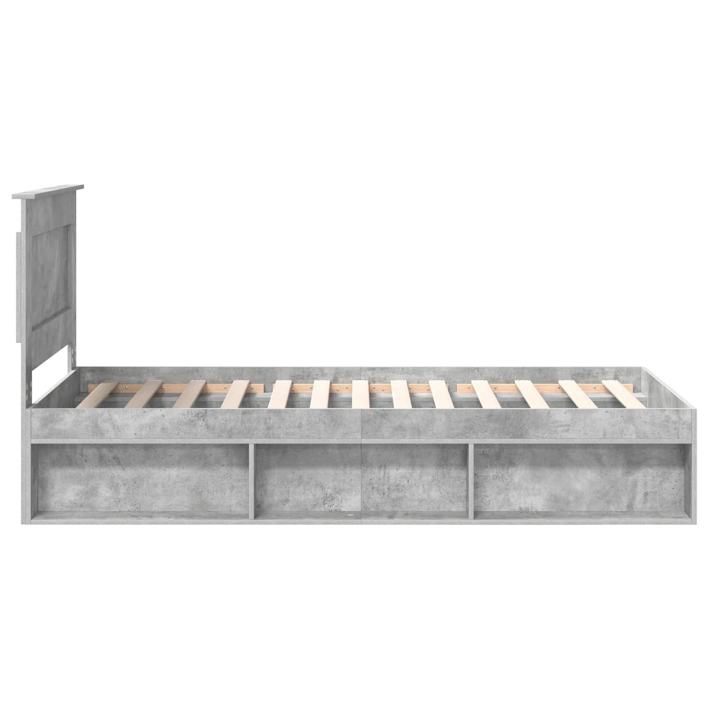 vidaXL Cadre de lit avec tête de lit Béton 90 x 200 cm Bois de pin massif