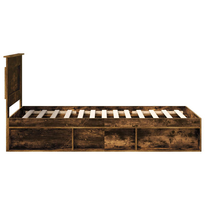 vidaXL Cadre de lit Chêne fumé 90 x 200 cm Bois de pin massif