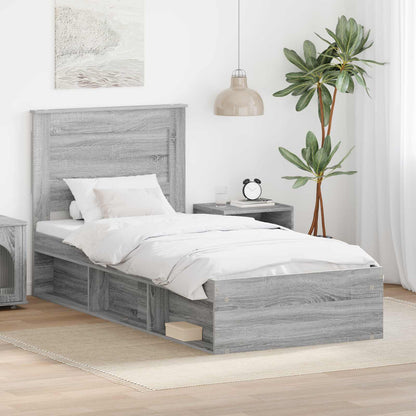 vidaXL Cadre de lit Gris Sonoma 90 x 200 cm Bois de pin massif