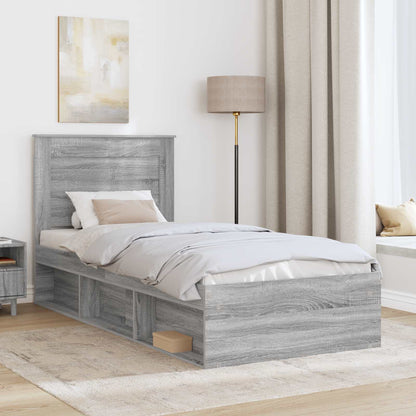 vidaXL Cadre de lit Gris Sonoma 90 x 200 cm Bois de pin massif