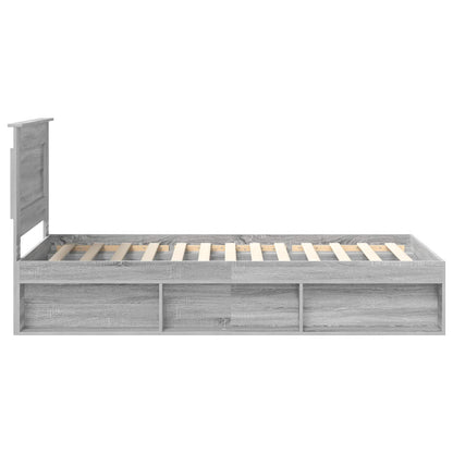 vidaXL Cadre de lit Gris Sonoma 90 x 200 cm Bois de pin massif