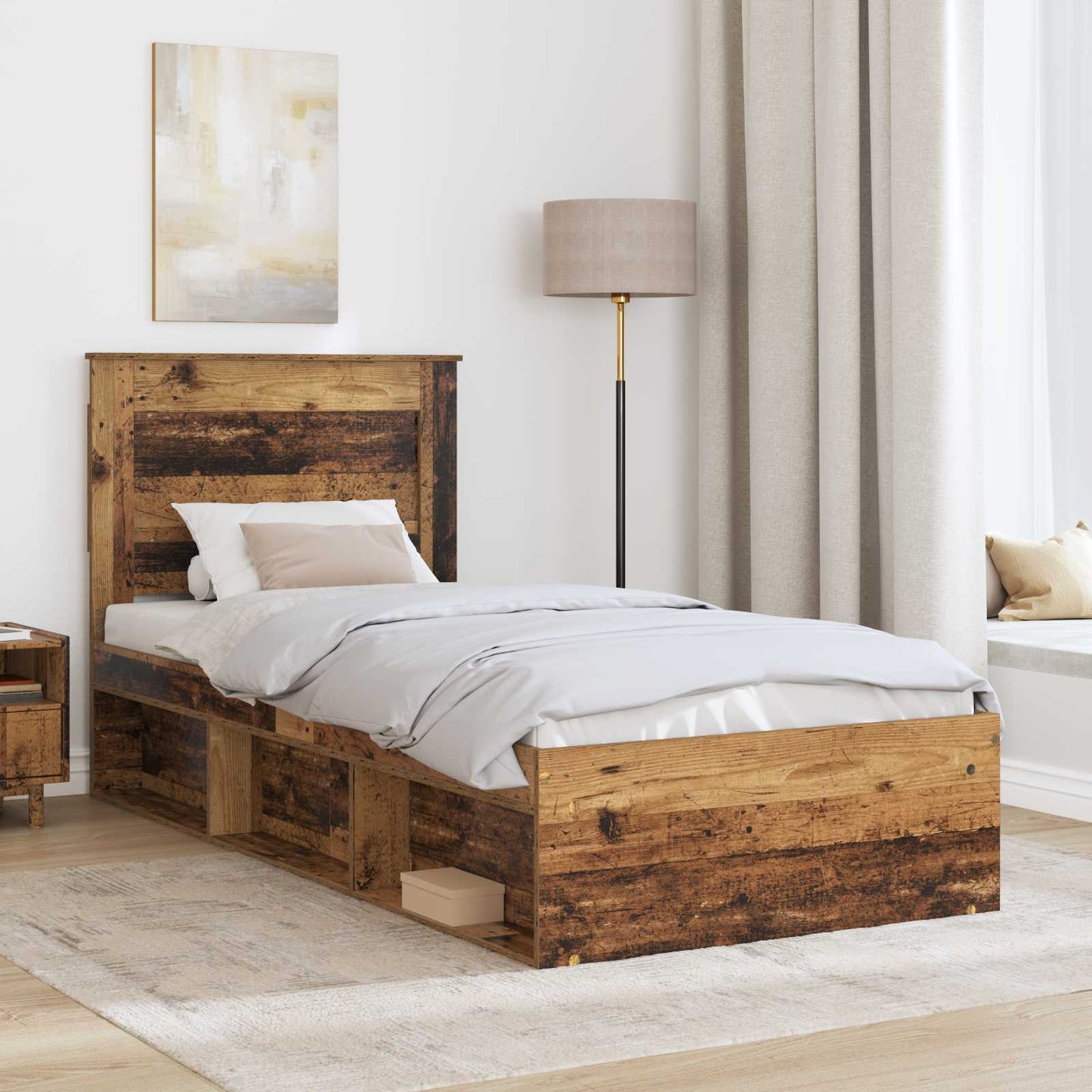 vidaXL Bettrahmen Altholz 90 x 200 cm Massives Kiefernholz
