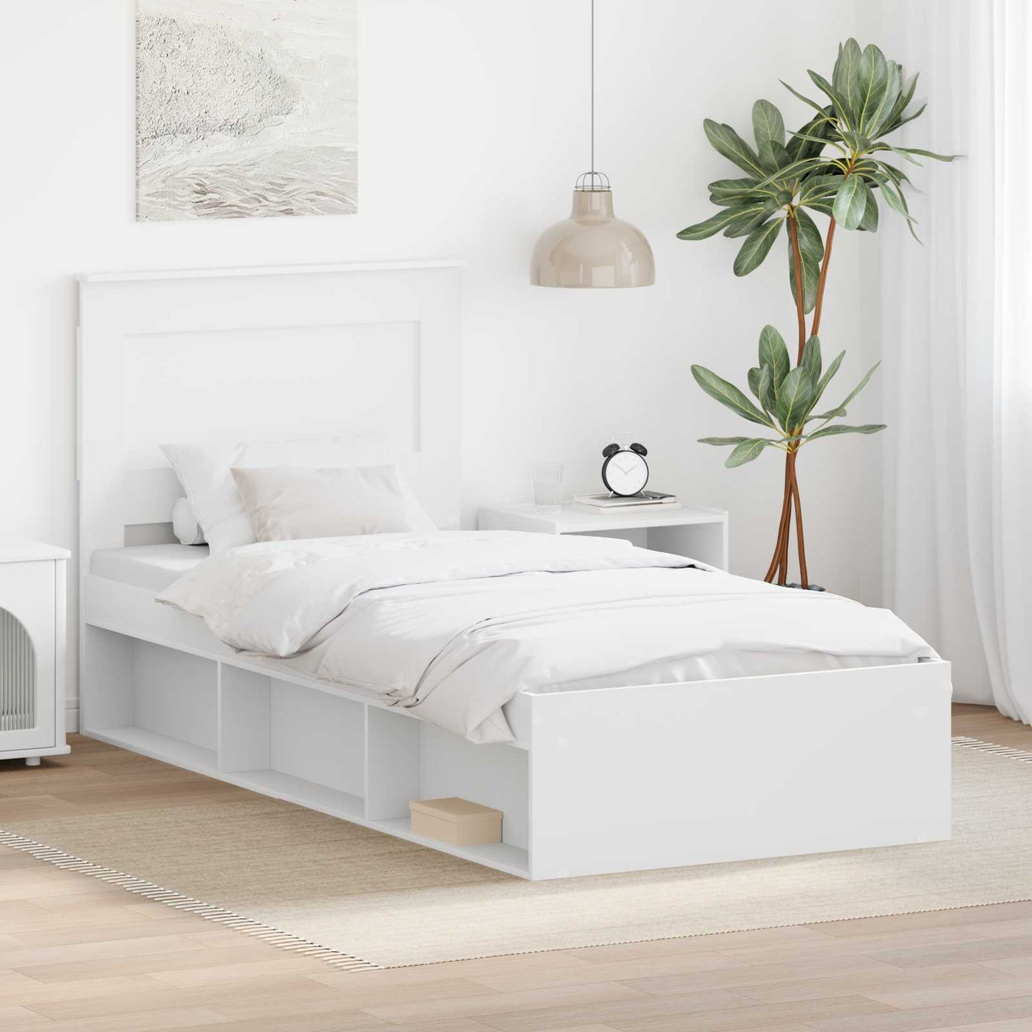 vidaXL Bettrahmen mit Kopfteil Weiß 75 x 190 cm Massives Kiefernholz