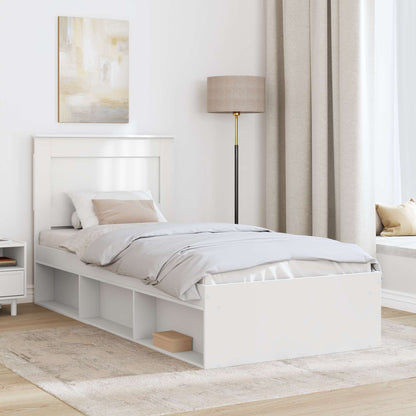 vidaXL Bettrahmen mit Kopfteil Weiß 75 x 190 cm Massives Kiefernholz