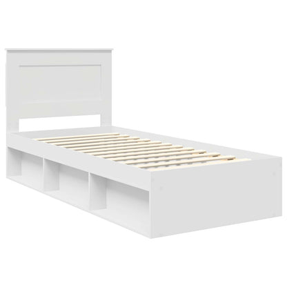 vidaXL Bettrahmen mit Kopfteil Weiß 75 x 190 cm Massives Kiefernholz