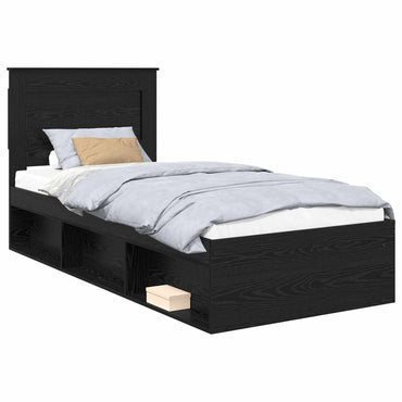 vidaXL Bettrahmen Schwarz 75 x 190 cm Massives Kiefernholz