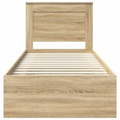 vidaXL Bettrahmen Sonoma-Eiche 75 x 190 cm Massives Kiefernholz