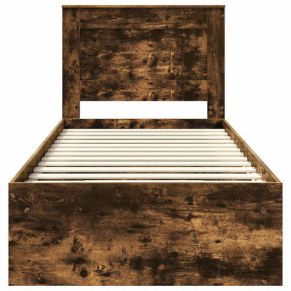 vidaXL Bettrahmen Geräucherte Eiche 75 x 190 cm Massives Kiefernholz
