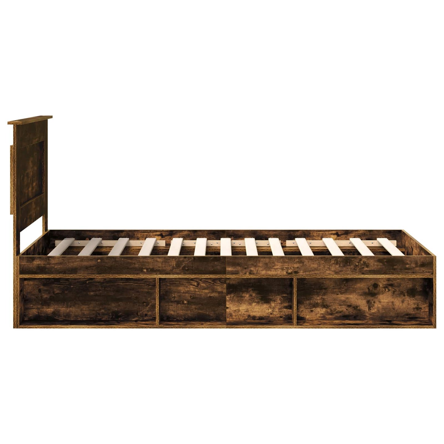vidaXL Bettrahmen Geräucherte Eiche 75 x 190 cm Massives Kiefernholz