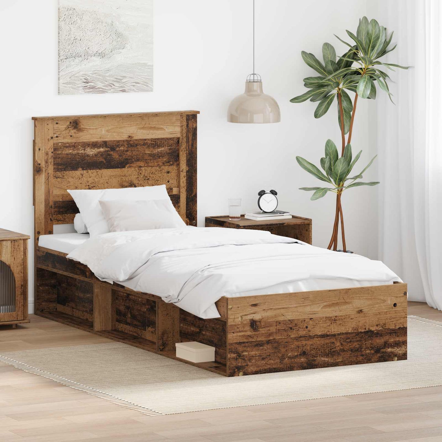vidaXL Bettrahmen Altholz 75 x 190 cm Massives Kiefernholz