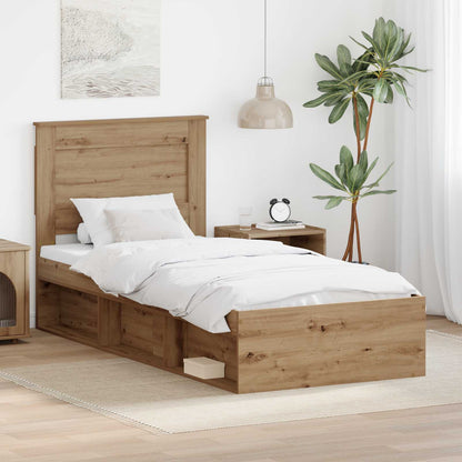vidaXL Cadre de lit Artisanat Chêne 75 x 190 cm Bois de pin massif