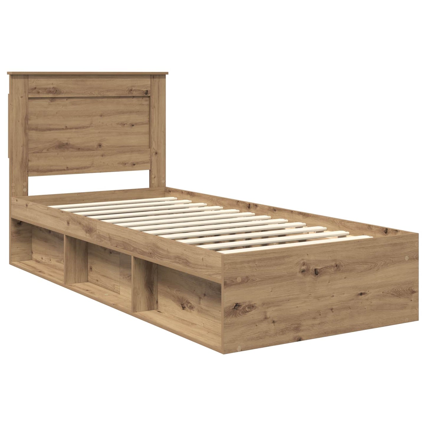 vidaXL Cadre de lit Artisanat Chêne 75 x 190 cm Bois de pin massif