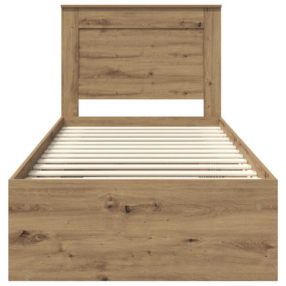 vidaXL Cadre de lit Artisanat Chêne 75 x 190 cm Bois de pin massif