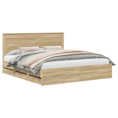 vidaXL Bettrahmen Sonoma-Eiche 200 x 200 cm Ingenieurs Holz