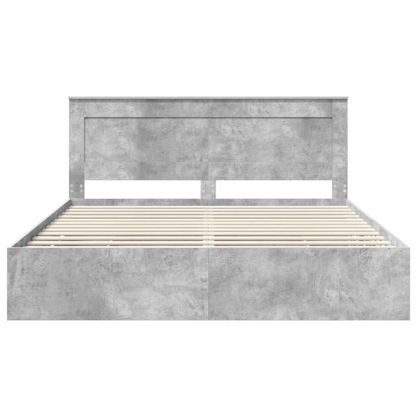 Bettrahmen mit Kopfteil Beton Grau 200 x 200 cm Ingenieurs Holz