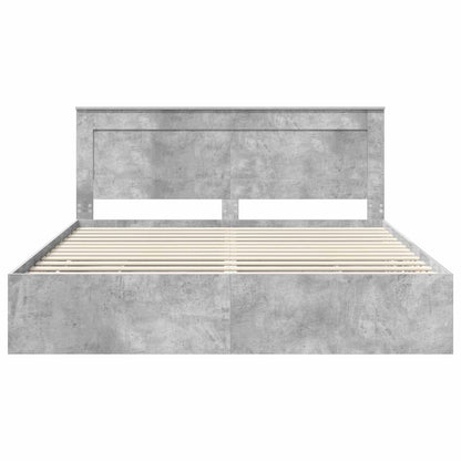 Bettrahmen mit Kopfteil Beton Grau 200 x 200 cm Ingenieurs Holz