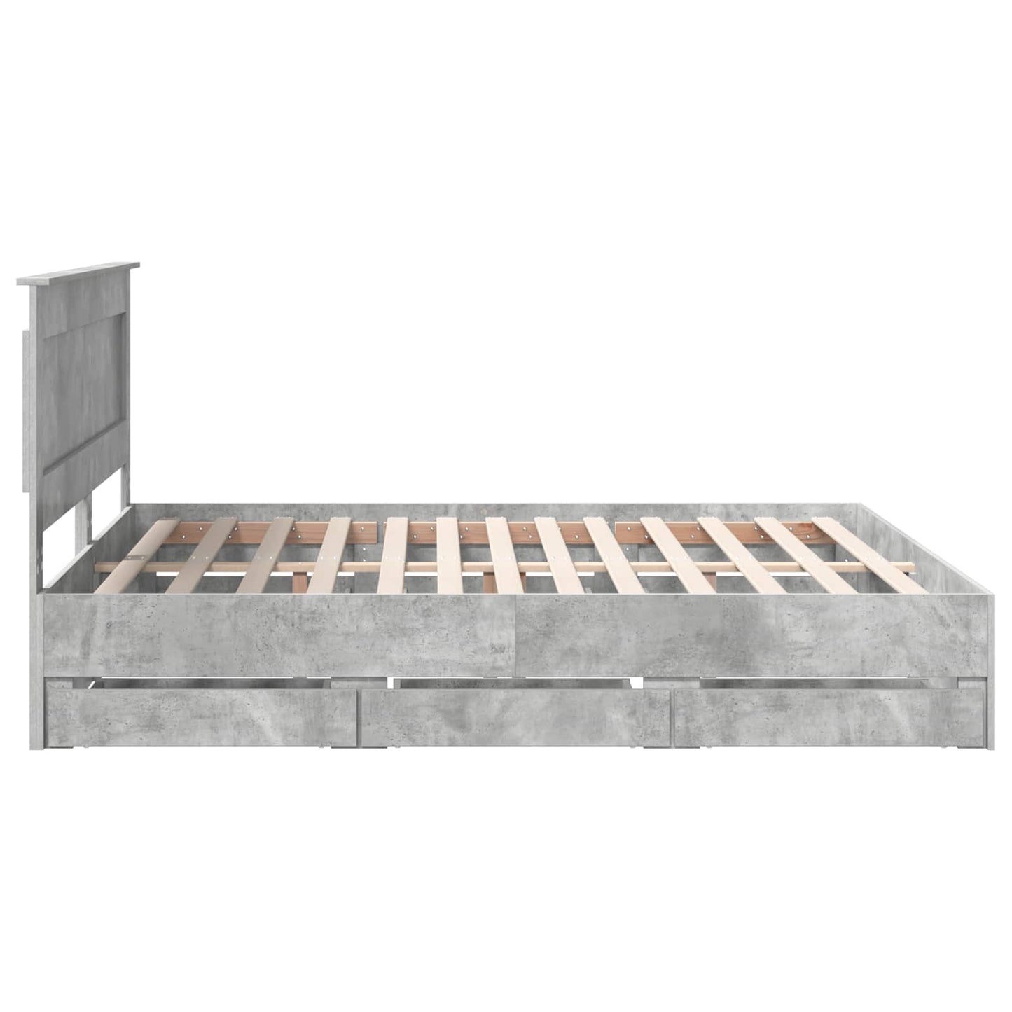 Bettrahmen mit Kopfteil Beton Grau 200 x 200 cm Ingenieurs Holz