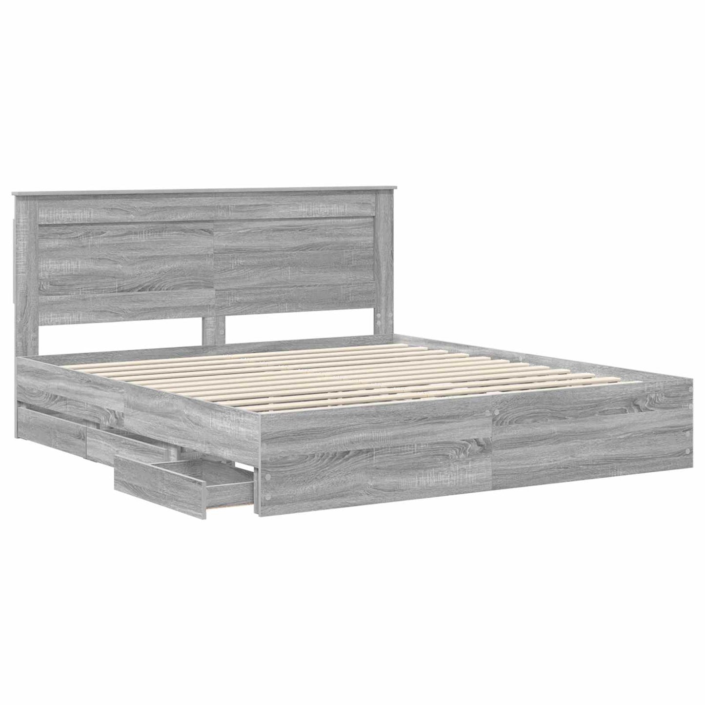 vidaXL Bettrahmen Graues Sonoma 200 x 200 cm Ingenieurs Holz