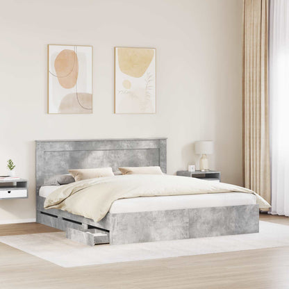vidaXL Cadre de lit avec tête de lit Gris Ciment 180 x 200 cm Bois d'ingénierie