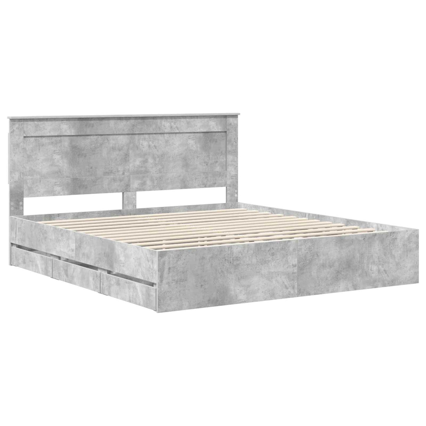 vidaXL Cadre de lit avec tête de lit Gris Ciment 180 x 200 cm Bois d'ingénierie