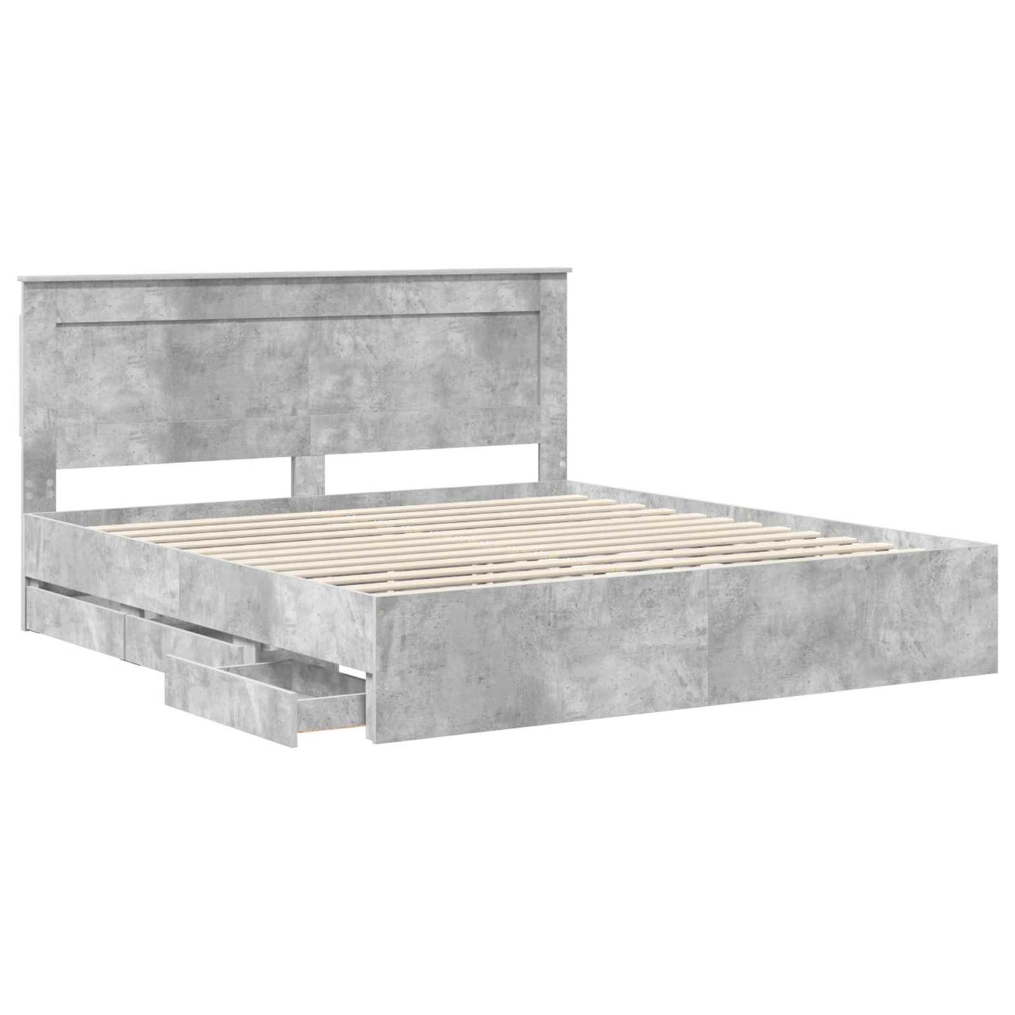 vidaXL Cadre de lit avec tête de lit Gris Ciment 180 x 200 cm Bois d'ingénierie