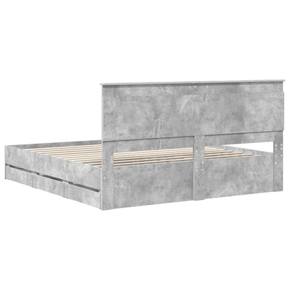 vidaXL Cadre de lit avec tête de lit Gris Ciment 180 x 200 cm Bois d'ingénierie