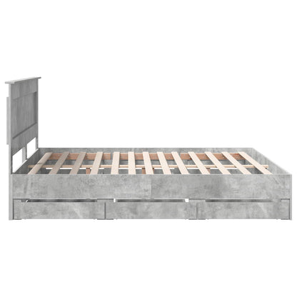 vidaXL Cadre de lit avec tête de lit Gris Ciment 180 x 200 cm Bois d'ingénierie